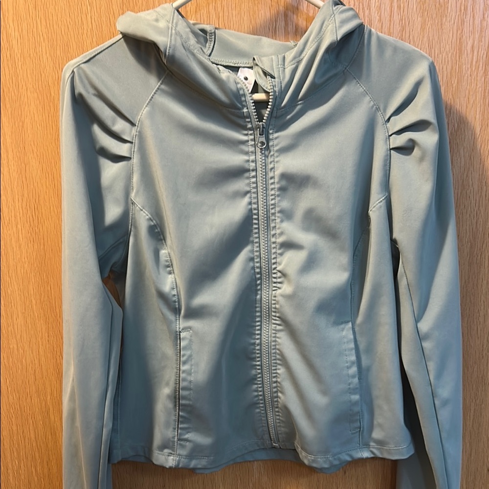 Yogalicious sage green zip up Jacket with Hood size large